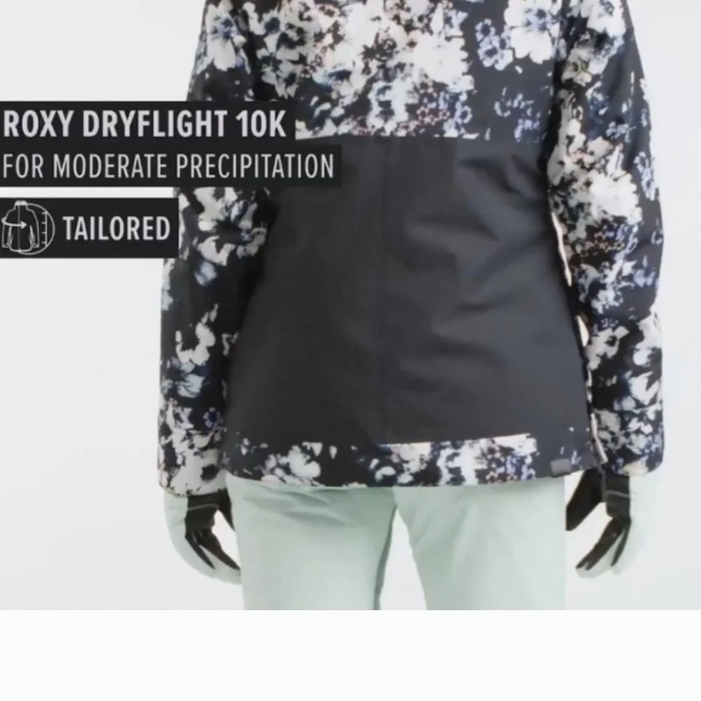 Roxy Shelter Jacket Black Floral Print Snow Anorak Style Pullover XS - Picture 6 of 7